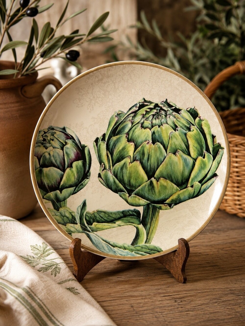 Williams Sonoma Artichoke Salad Plate Portugal Tuscan Botanical Decor - Picture 1 of 5
